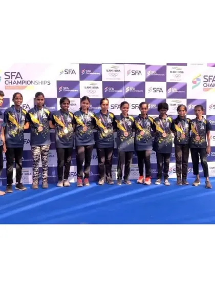 The SFA Championship 2023 winning girls' team.