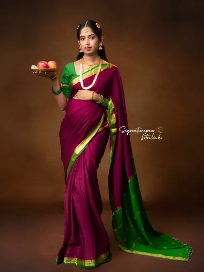 Inspired by the timeless elegance of Raja Ravi Varma's paintings, this portrait turns a maternity photo into a piece of fine art. We use classic draping, rich colors, and traditional jewelry to create a legacy portrait that honors your heritage.