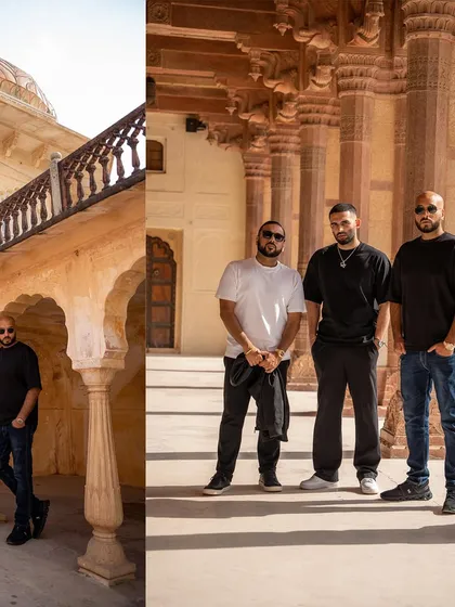 The team posing at Amer Fort. We work hard and explore hard.