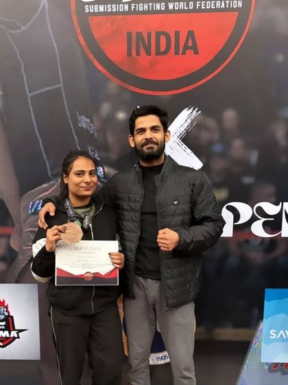 Another shot of our student with her well-earned bronze medal at her first ADCC Nationals. We are proud of her journey and her performance.