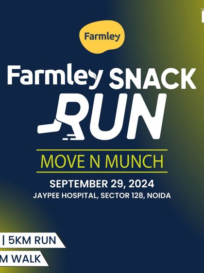 Announcing the Farmley Snack Run in Noida, with options for a 10K, 5K, and a walk, blending fitness with fun.