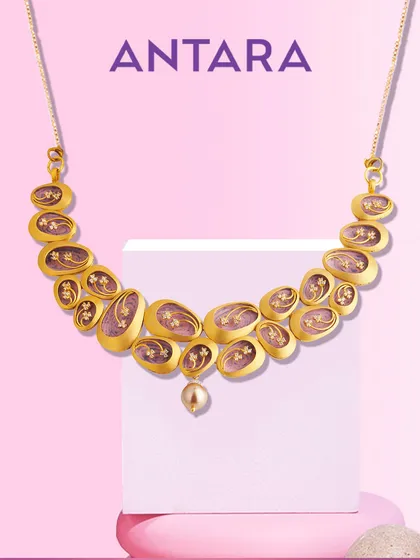 Adventure meets artistry in this necklace. Inspired by canyon landscapes and sculpted in matte gold with enamel details, it is a piece of wearable art that tells a story of nature.