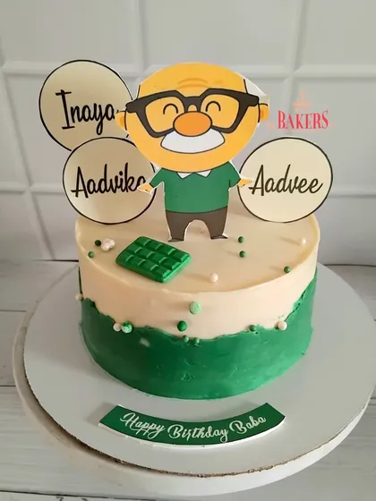 Sanjiv ordered this cake for her dad, who adores his grandchildren. To make it extra special, we added toppers with each of their names. This vanilla and mango cake was a huge hit and a sweet tribute to a beloved "Baba".