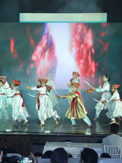 A synchronized sword sequence from our "Tanaji" performance. We train our dancers in using props safely and effectively to enhance the storytelling of the act.