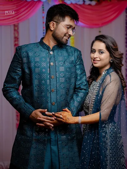 A lovely portrait of the newly engaged couple. The bride's hand on her groom's chest shows their new connection and bond.