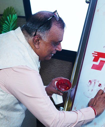 A symbolic moment from our new office inauguration, where we marked the beginning of a new chapter with traditional handprints.