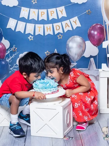 The pure, messy fun of a third birthday cake smash for these adorable siblings. These are the candid, joyful moments that truly capture the spirit of childhood celebrations.