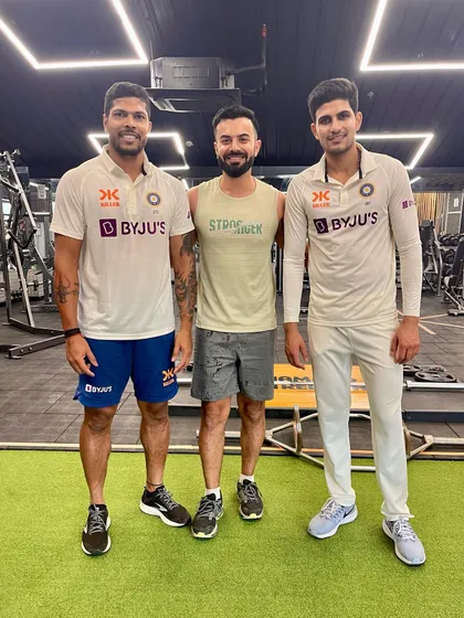 It is always a pleasure to work with dedicated athletes at the top of their game. Here I am with Indian cricket team players Shubman Gill and Umesh Yadav during a gym session.