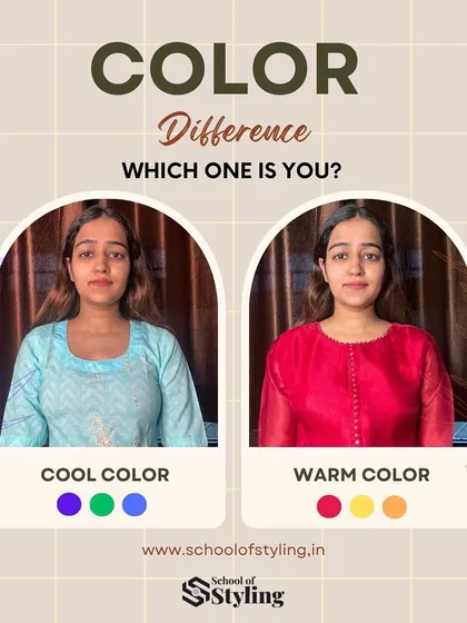 Have you ever noticed how different colors can change your entire appearance? This is a side by side comparison showing the difference between a cool and a warm color on the same person. Let's find the shades that make you glow.
