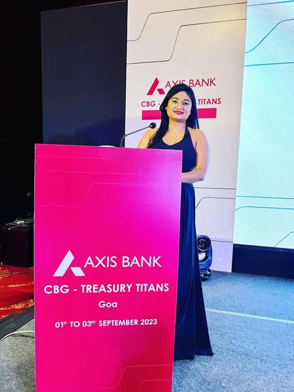At the podium for the Axis Bank CBG event in Goa. A powerful stance for a powerful event.