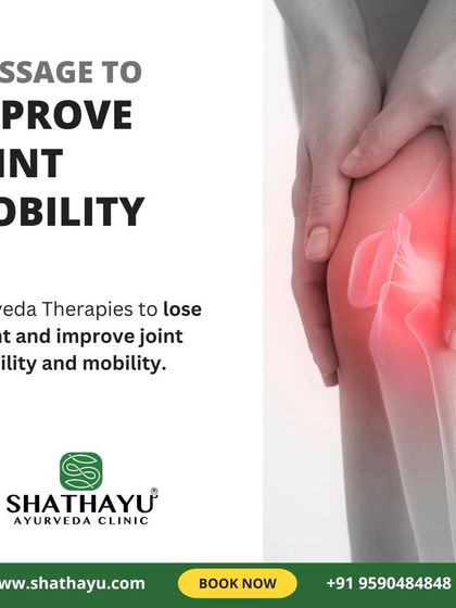 This is a duplicate of media 57. My Ayurvedic therapies not only help you lose weight but also improve joint flexibility and mobility. This image highlights how massage can relieve pain and stiffness in joints like the knee.
