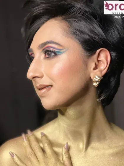 Another angle of the magazine look, showing how the makeup and body paint create a cohesive, artistic statement.