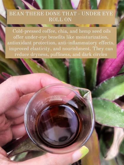 The magic behind our under-eye roll-on. Cold-pressed coffee, chia, and hemp seed oils offer moisturization, antioxidant protection, and anti-inflammatory effects.