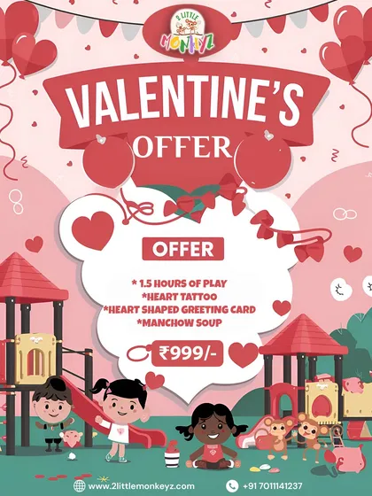 Even Valentine's Day is a reason for fun at our play area! This offer included playtime, a heart tattoo, a craft activity making a greeting card, and even some warm soup. It's all about celebrating love and friendship.
