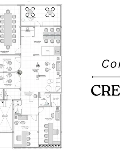 The architectural floor plan for the 2200 sq. ft. office space. This shows the detailed space planning that goes into creating a functional and efficient workspace before any construction begins.