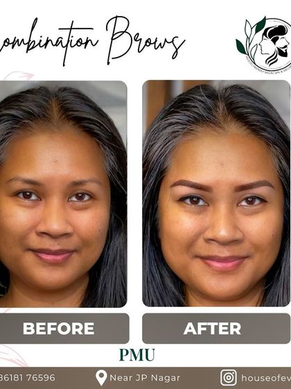 Here, I used a custom-blended pigment for these Combination Brows to perfectly match her hair and skin tone, resulting in a harmonious and beautiful enhancement.