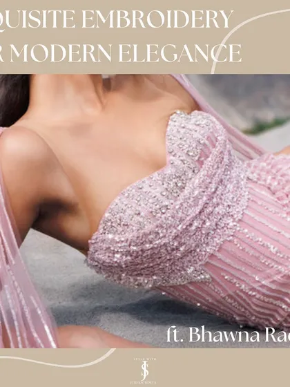 Exquisite embroidery for modern elegance. This pink gown from Bhawna Rao features stunning handwork on the bodice, making it a perfect statement piece for a glamorous evening event.