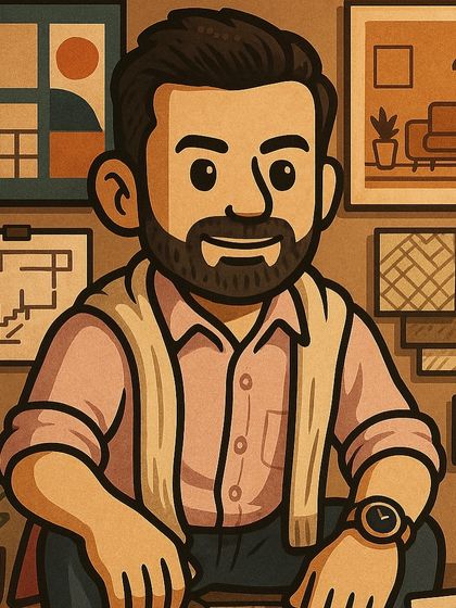 A fun, illustrated version of me as an action figure, equipped with blueprints and bold ideas. This captures the energy and passion we bring to making our clients' dream homes a reality.