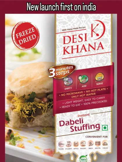 A new launch, first in India. We now offer freeze-dried Dabeli stuffing. Enjoy the authentic taste of this popular street food anytime by just adding water.