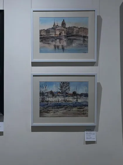 My two watercolor works displayed at an exhibition at the Russian Centre in New Delhi. It was a wonderful opening, sharing the gallery space with talented Indian and Russian artists.