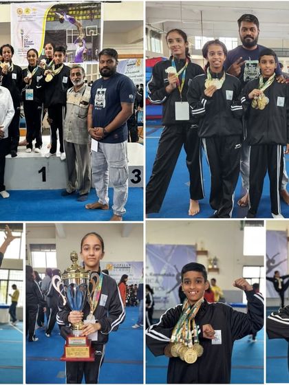 More moments of triumph from various competitions, showcasing our gymnasts with their medals, trophies, and proud coaches.