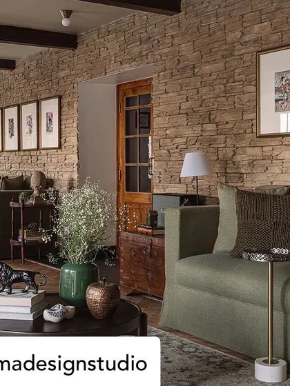Featured in Architectural Digest India, this classic colonial home in Mussoorie was designed by Aditi Sharma Design Studio. We crafted the furniture to complement the warm, expansive living space, including the skirted sofas and patterned armchair.