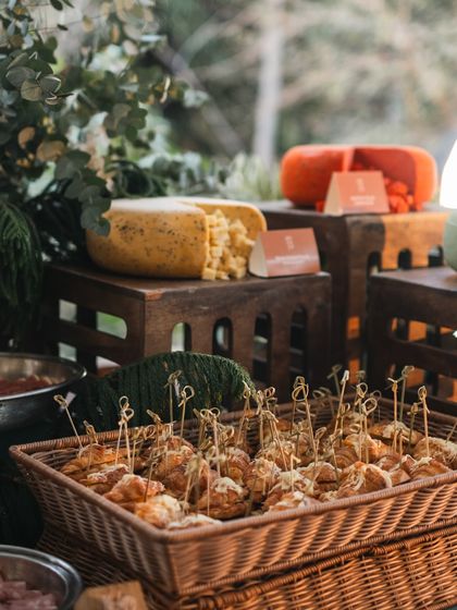 Another angle of the cheese and savory bites section, highlighting the rustic and generous nature of our grazing tables.
