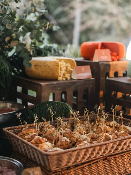 Another angle of the cheese and savory bites section, highlighting the rustic and generous nature of our grazing tables.