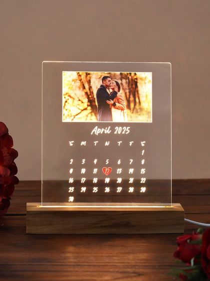 The LED calendar lamp shown in a different setting, demonstrating its versatility as a piece of decor that is both personal and functional.