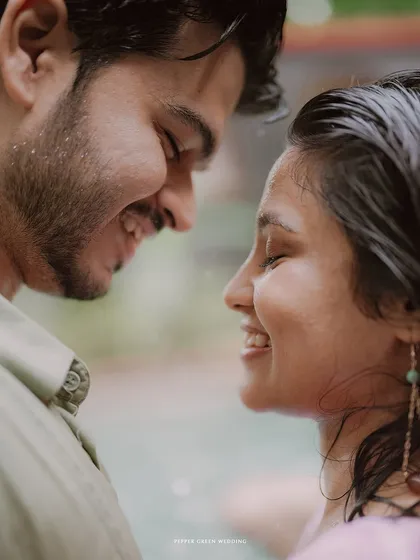 A close-up of shared laughter after a splash in the pool. These are the joyful, unscripted moments that truly tell your story.
