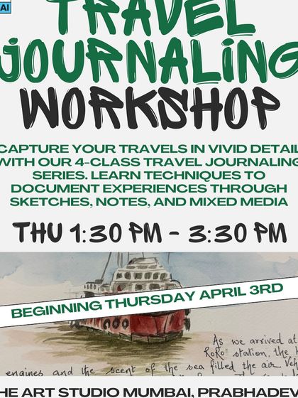 Capture your travels in vivid detail with our 4-class Travel Journaling workshop. Learn to document experiences through sketches, notes, and mixed media.