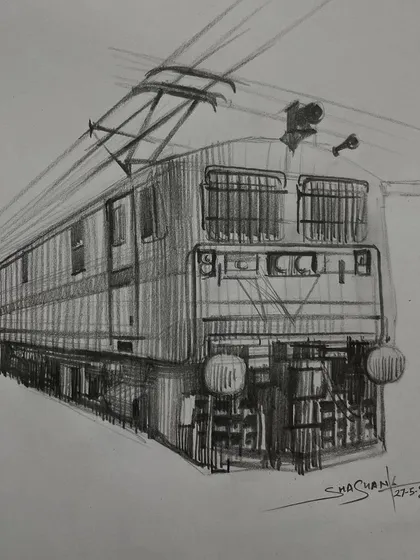 This is a perspective study of a train engine. I enjoy the challenge of drawing complex machinery and capturing all the details correctly.