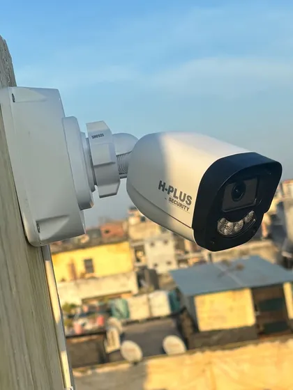 Here is a clean installation of an H-Plus outdoor bullet camera on a rooftop in Ghitorni, New Delhi. I make sure every camera is positioned for the best viewing angle and securely mounted to withstand weather.