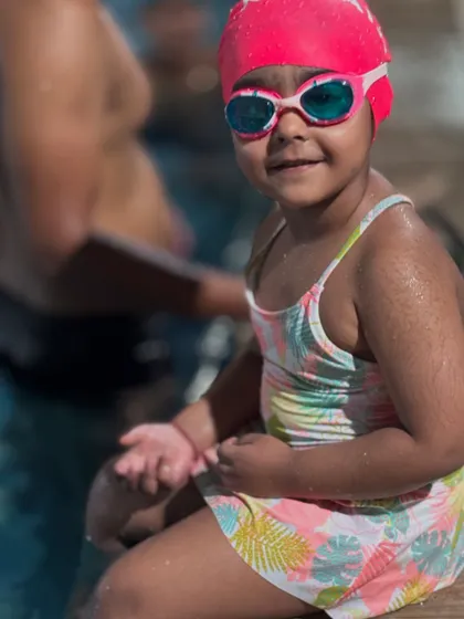 The smile says it all. We love providing a space where kids can safely enjoy the water and build confidence.