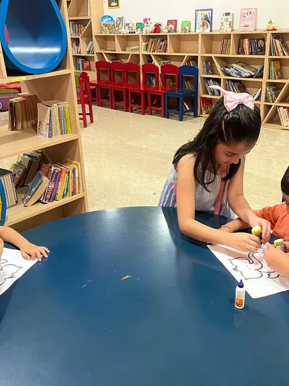 Teamwork makes the dream work! Here, our older members are helping the younger ones with a craft during our Ganesh Chaturthi celebration. I love seeing them learn and grow together in our little community.