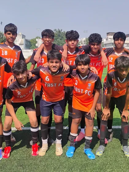Our U15 team ready for their match against Neeb K Sports Academy in the Delhi Future Stars Youth League.