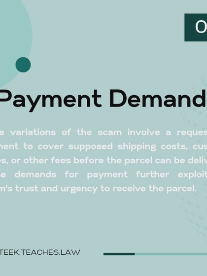 Detailing the payment demand stage of the scam, this post explains how fraudsters request money for fake shipping costs or customs duties. This tactic exploits the victim's trust and urgency to receive a non-existent parcel.