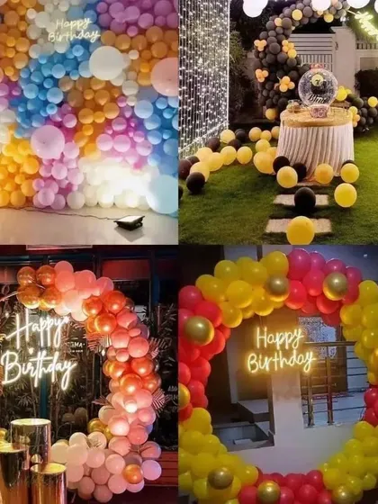 A collection of our stunning balloon setups in Gurgaon, perfect for transforming any home or garden into a beautiful party space.
