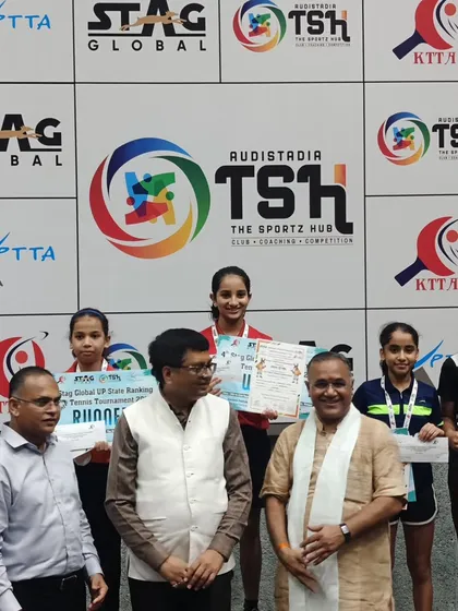 More of our champions from the girls' categories being felicitated for their outstanding performances in the UP State Ranking Tournament.