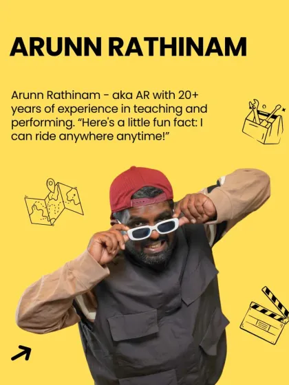 Meet Arunn Rathinam, aka AR, with over 20 years of experience. Fun fact: he can ride anywhere, anytime.