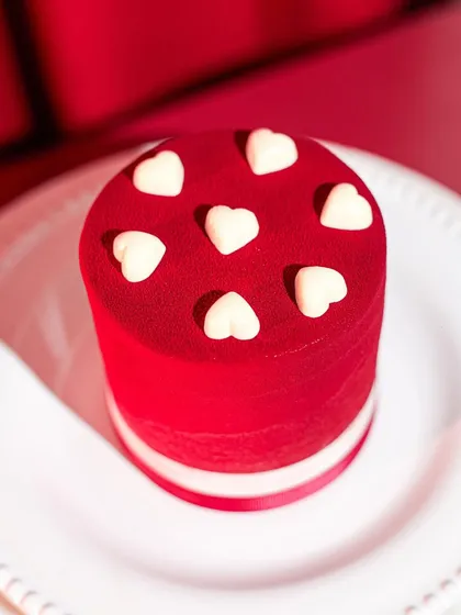 Our Red Hot Velvet Cake, a perfect Valentine's dessert that is sure to fill your heart with love.
