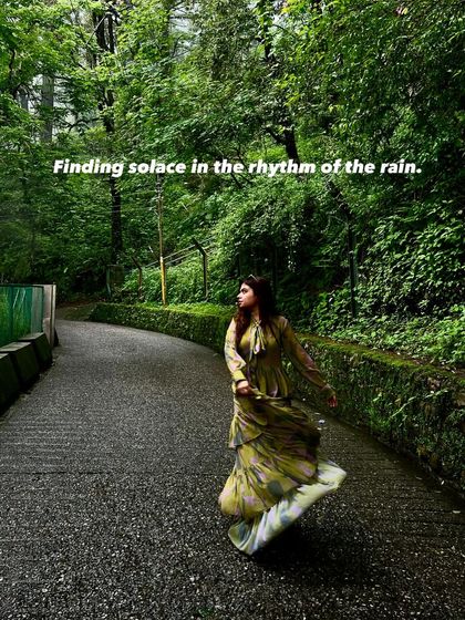 Feeling like a character from a Ruskin Bond book on a rainy day in Landour. The misty mountains and lush greenery create a truly magical and poetic atmosphere.