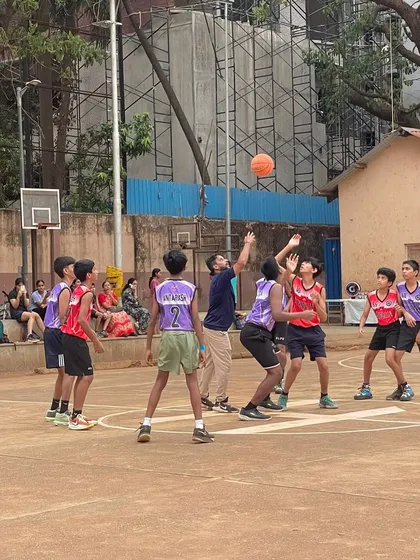 A jump ball to start the game for our U-13 players. It's great to see talent from all over Mumbai compete.