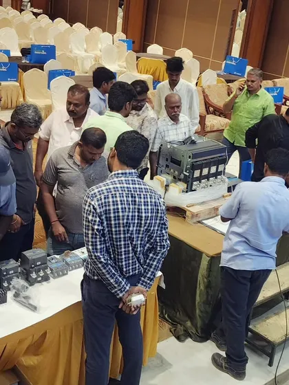 Attendees at our Salem seminar gather around our product display for a closer look at our Automatic Transfer Switches and other devices. These hands-on sessions are always a highlight.
