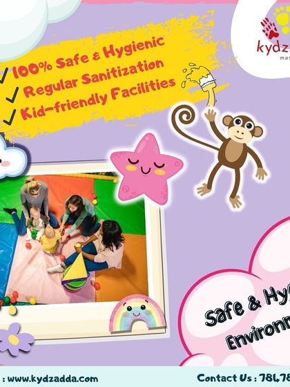 This graphic outlines my commitment to you: a 100% safe and hygienic environment. I ensure regular sanitization and provide kid-friendly facilities so you can relax while your children play.