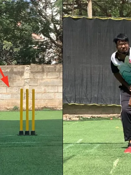 The 'after' shot shows a more upright and powerful finish. By correcting his body alignment, we eliminated the collapse that was hindering his performance.