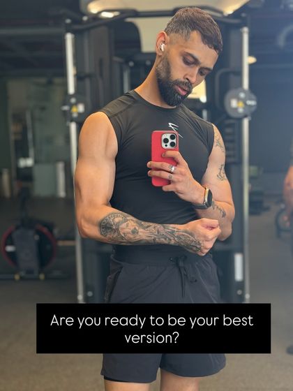 A gym selfie with a direct question: "Are you ready to be your best version?" This is a call to action to move from wishing to doing.