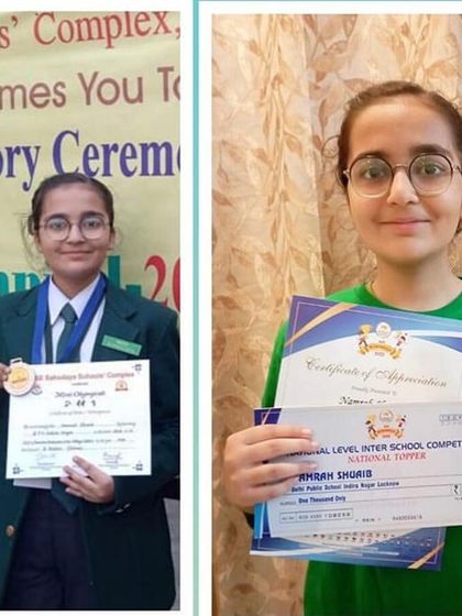Our graduate Namrah Suhaib, a national chess champion, proudly displaying her medals. The strategic thinking and focus required for chess are skills we actively develop.