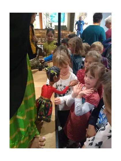 We were so proud to represent India at an international puppet festival in Austria. The look of wonder on this child's face as she meets one of our traditional Indian puppets for the first time was overwhelming.