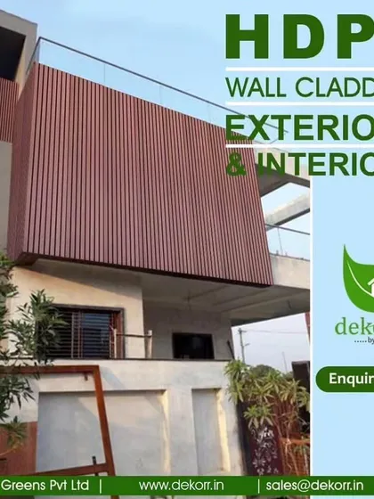 My HDPE and WPC wall cladding is suitable for both exteriors and interiors. Here, it gives the upper floor of this house a modern, textured finish that is both beautiful and highly durable against the elements.